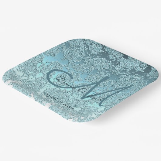 Elegant Blauwgroen Turquoise Wedding Reception Mon Papieren Bordje (Gebogen)