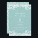 Elegant Blauwgroen Turquoise White Lace Verloving Kaart<br><div class="desc">Aanpassen voor elke gebeurtenis</div>