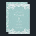 Elegant Blauwgroen Turquoise White Lace Verloving Kaart<br><div class="desc">Aanpassen voor elke gebeurtenis</div>