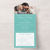 Elegant Blauwgroen Uitnodiging tot bruiloft (Binnen)