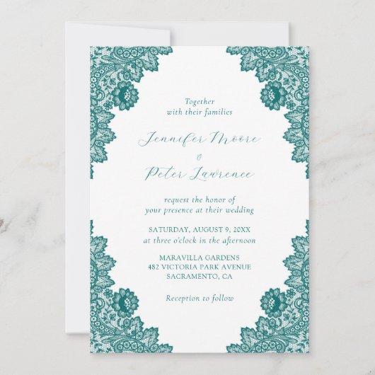 Elegant Blauwgroen uitnodiging voor weddenschappen (Voorkant)