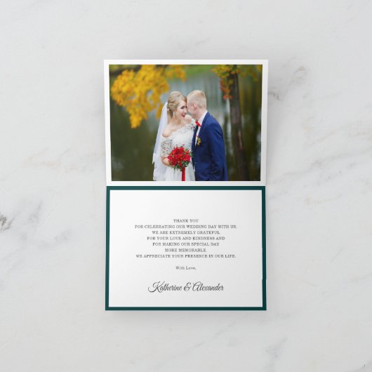 Elegant Blauwgroen Verbrand Sinaasappel Bloemen Br Bedankkaart (Binnen)