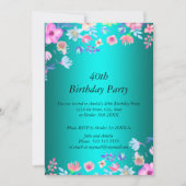 Elegant Blauwgroen verjaardagsfeestje Kaart (Voorkant)