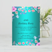 Elegant Blauwgroen verjaardagsfeestje Kaart (Staand voorkant)