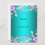 Elegant Blauwgroen verjaardagsfeestje Kaart (Achterkant)