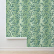 Elegant Blauwgroen Vintage Bloemen Zilver Gilitter