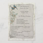 Elegant Blauwgroen vogelprogramma Damask Wedding Programmakaart (Voorkant)
