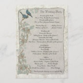 Elegant Blauwgroen vogelprogramma Damask Wedding Programmakaart (Achterkant)