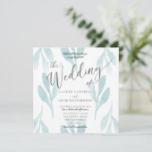 Elegant Blauwgroen Waterverf Foliage Wedding Uitno Kaart (Staand voorkant)