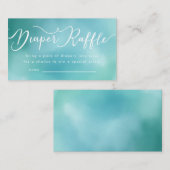 Elegant Blauwgroen Waterverf Ombre Diaper Raffle T Informatiekaartje (Voorkant / Achterkant)