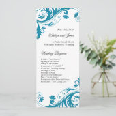 Elegant Blauwgroen Wedding Programs Programmakaart (Staand voorkant)
