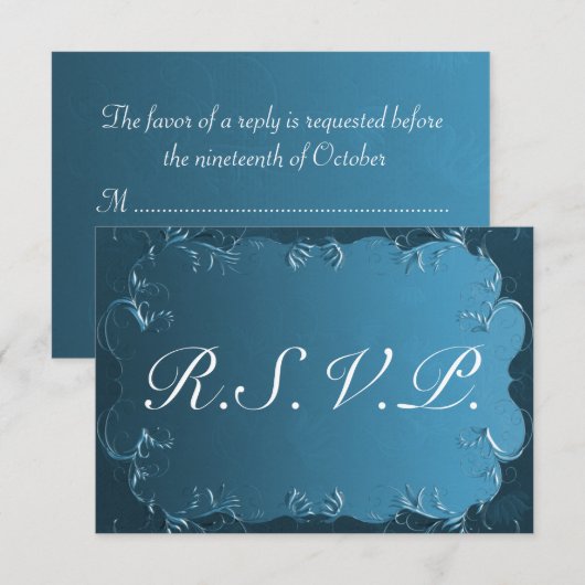 Elegant Blauwgroen Wedding RSVP Kaartje (Voorkant / Achterkant)