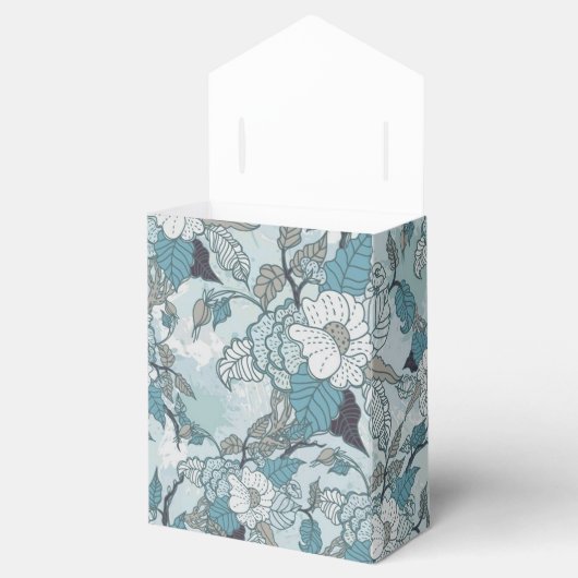 Elegant Blauwgroen & White Floral Tent Favor Box Bedankdoosjes (Geopend)