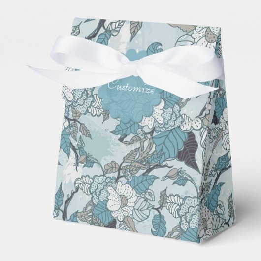 Elegant Blauwgroen & White Floral Tent Favor Box Bedankdoosjes (Voorkant Zijde)