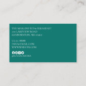 Elegant Blauwgroen Witte Striped Monogram Visitekaartje (Achterkant)