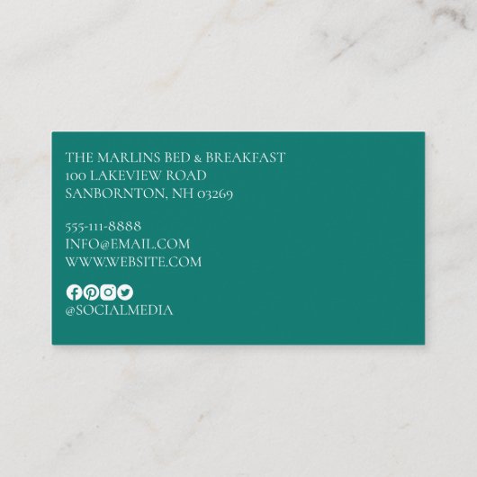 Elegant Blauwgroen Witte Striped Monogram Visitekaartje (Achterkant)