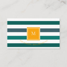 Elegant Blauwgroen Witte Striped Monogram