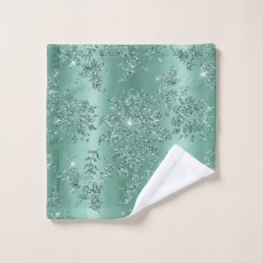 Elegant Blauwgroen zilveren glitter patroonontwerp Bad Handdoek (Wasdoekje)