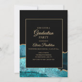 Elegant Blauwgroen zwart goud marmer agaat Afstude Kaart (Voorkant)
