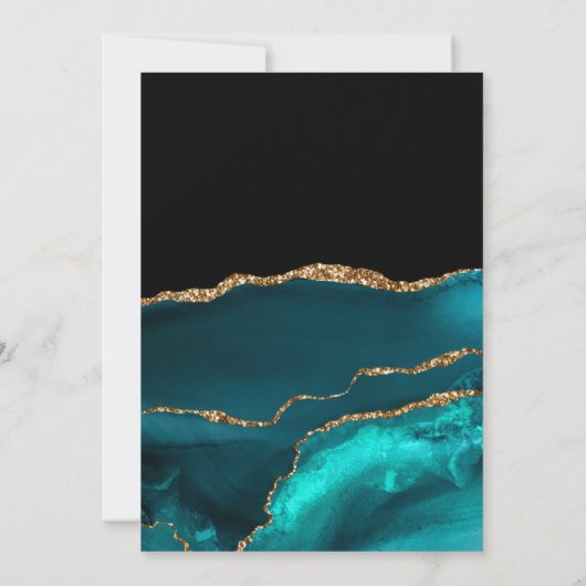 Elegant Blauwgroen zwart marmer Gold 100e verjaard Kaart (Achterkant)