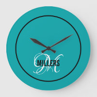 Elegant blauwgroen zwart monogram familienaam 