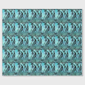 Elegant Blauwgroen & Zwart Pauw Patroon Cadeaupapier (Vlak)