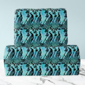 Elegant Blauwgroen & Zwart Pauw Patroon Cadeaupapier
