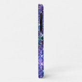 Elegant blauwgroene nepschitterende monogram Case-Mate iPhone case (Achterkant/links)
