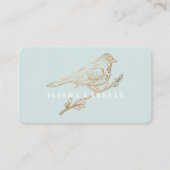 Elegant Bleek Blauwgroen en goudvogel Visitekaartje (Voorkant)