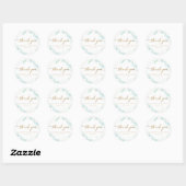 Elegant Bleek Blue en Green Waterverf Dank u wel Ronde Sticker (Vel)