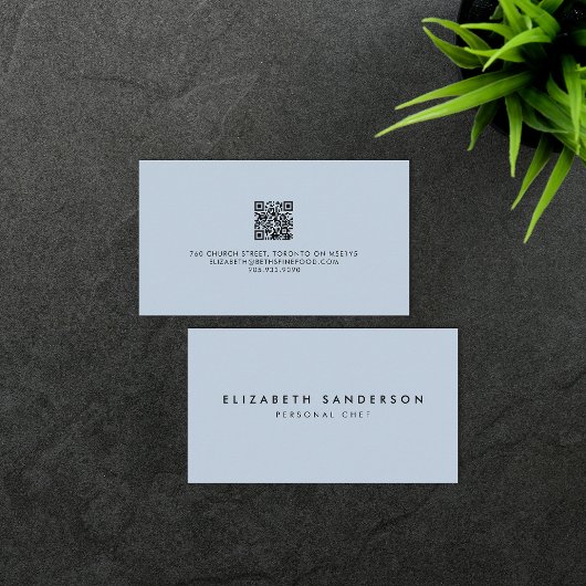 Elegant Bleek Blue Luxury Minimale QR CODE Visitekaartje