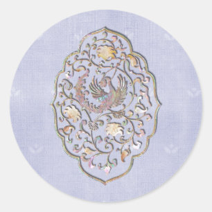 Elegant Bleek Blue Vintage Wedding Envelope Seals Ronde Sticker