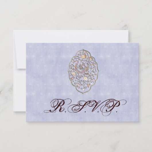 Elegant Bleek Blue Vintage Wedding RSVP (Voorkant)