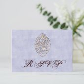 Elegant Bleek Blue Vintage Wedding RSVP (Staand voorkant)