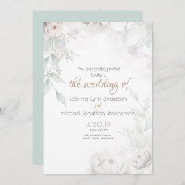 Elegant Bleek Blush Coral and White Peonies Kaart