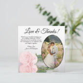 Elegant Bleek Blush Roze Oval Foto Weddenschap Bedankkaart (Staand voorkant)