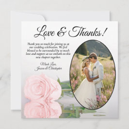Elegant Bleek Blush Roze Oval Foto Weddenschap Bedankkaart