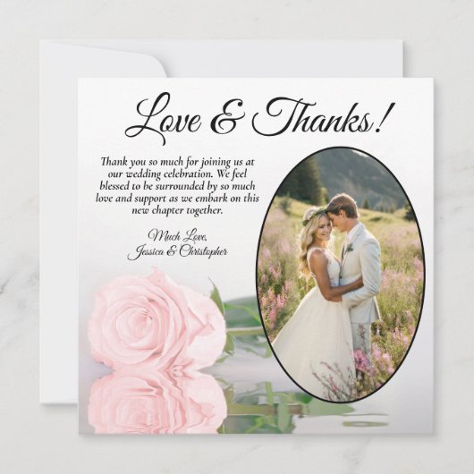 Elegant Bleek Blush Roze Oval Foto Weddenschap Bedankkaart (Voorkant)