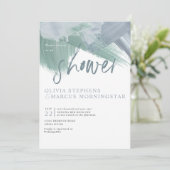 Elegant Bleek Dusty Blue Abstracte penseelstreken Kaart (Staand voorkant)