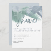 Elegant Bleek Dusty Blue Abstracte penseelstreken Kaart (Voorkant / Achterkant)