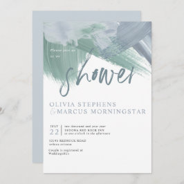 Elegant Bleek Dusty Blue Abstracte penseelstreken Kaart