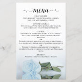 Elegant Bleek Dusty Blue Roos Budget Wedding Menu (Voorkant)