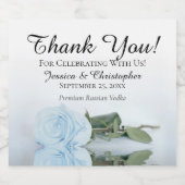 Elegant Bleek Dusty Blue Roos Weddenschap Hartelij Likeurfles Etiket (Enkel label)