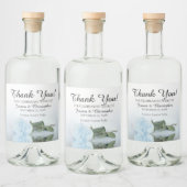Elegant Bleek Dusty Blue Roos Weddenschap Hartelij Likeurfles Etiket (Flessen)