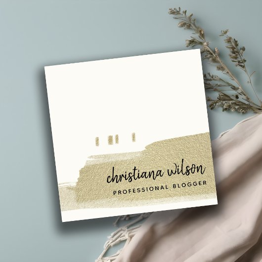 ELEGANT BLEEK GOLD BLACK BRUSH STROKE CALLIGRAPHS VIERKANTE VISITEKAARTJE