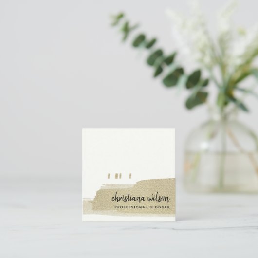 ELEGANT BLEEK GOLD BLACK BRUSH STROKE CALLIGRAPHS VIERKANTE VISITEKAARTJE (Staand voorkant)