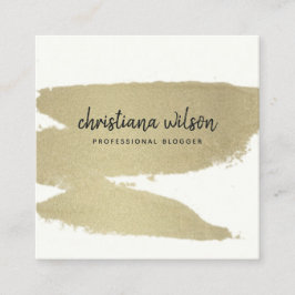 ELEGANT BLEEK GOLD BLACK BRUSH STROKE CALLIGRAPHY VIERKANTE VISITEKAARTJE