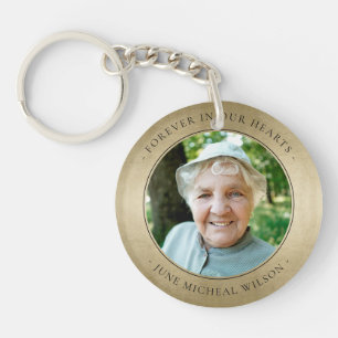 Elegant Bleek Gold Foil Sympathie Memorial Foto Sleutelhanger