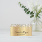 Elegant Bleek Gold Satin Ombre Silver Glitter Visitekaartje (Staand voorkant)