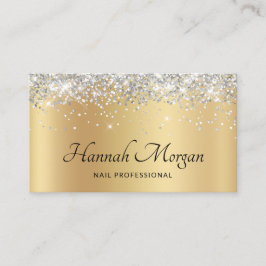 Elegant Bleek Gold Satin Ombre Silver Glitter Visitekaartje